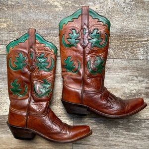 EUC - Old West Barnwood Vintage Turquoise Boots